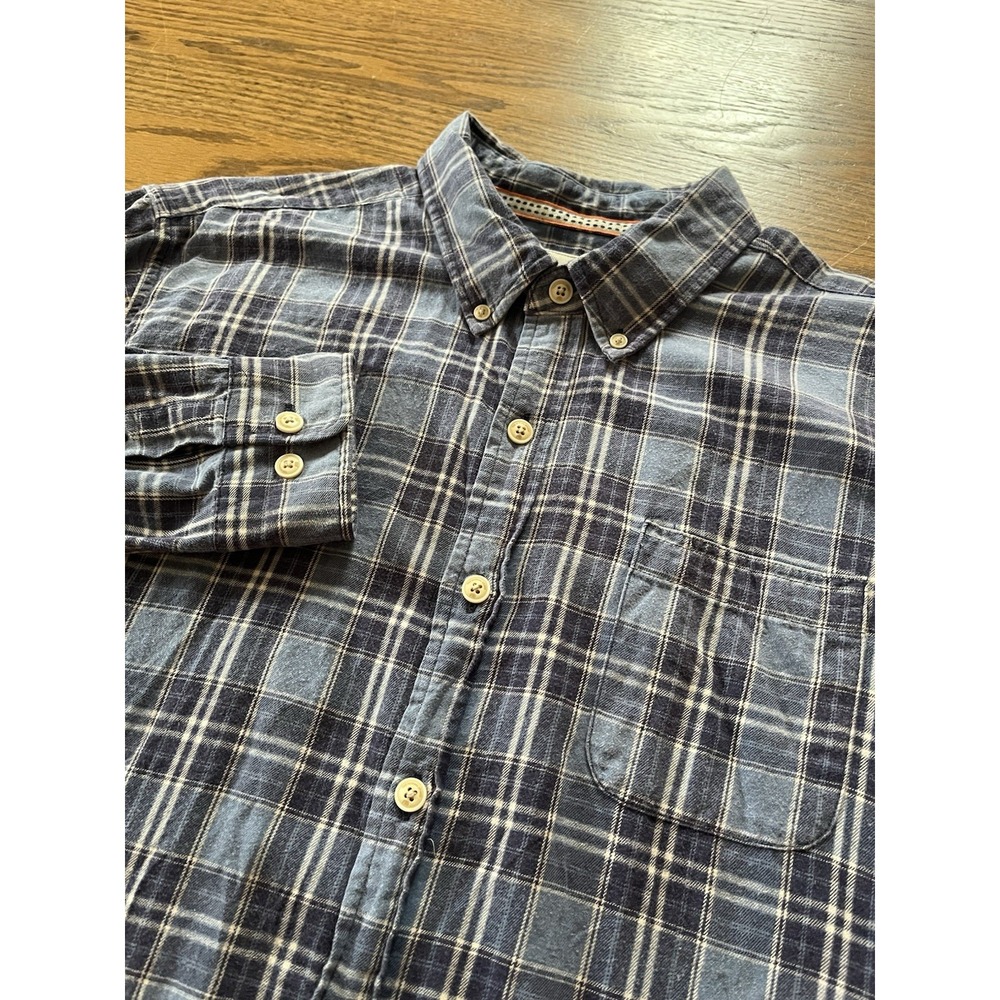 The Normal Brand Shirt Men Large‎ Flannel Blue Plaid Check Long sleeve button